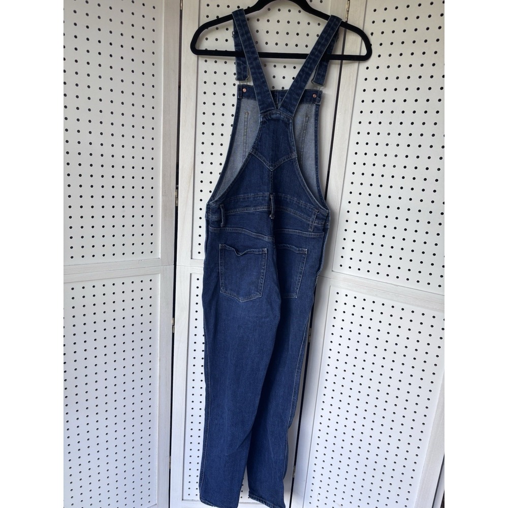 Old Navy Women's Small Skinny Taper Leg Overalls Denim Cotton Stretch Dark Blue - Picture 2 of 5